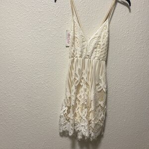 womens lace romper xs small white cream shorts light thin nwt tt